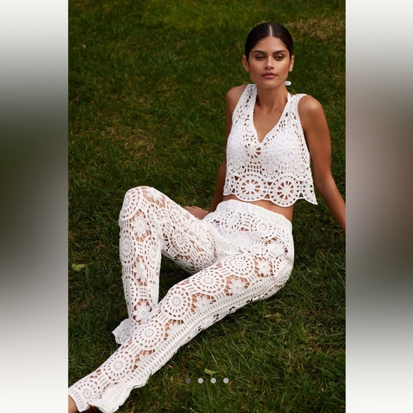 Anthropologie Blue Tassel Crochet Set - Picture 5 of 5